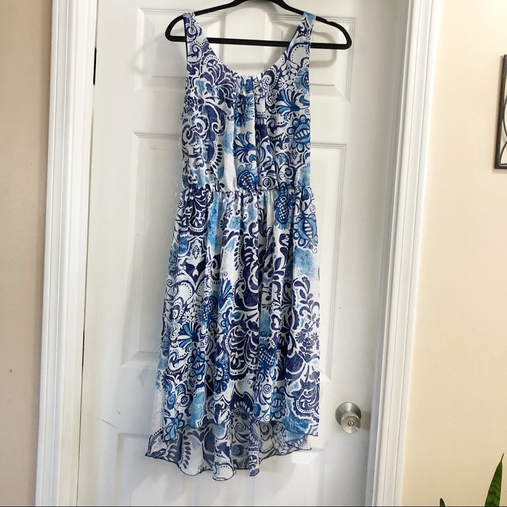 eci‎ New York floral Blue Women’s Dress Sz 8